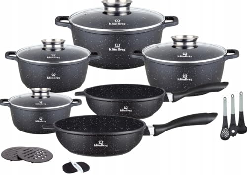 KlönBerg 17-teiliges Antihaft-Topfset mit Deckel,Pfanne,Induktion,schwarz KB4026 von Klönberg