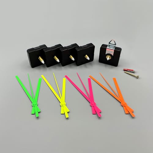 Klokkz Uhrwerk und Zeiger Neonfarben - lautloses Uhrwerk - Quarzuhrwerk - 12mm, 15mm, 18mm, 22mm (Uhrwerk 12mm mit Zeiger Neonpink) von Klokkz