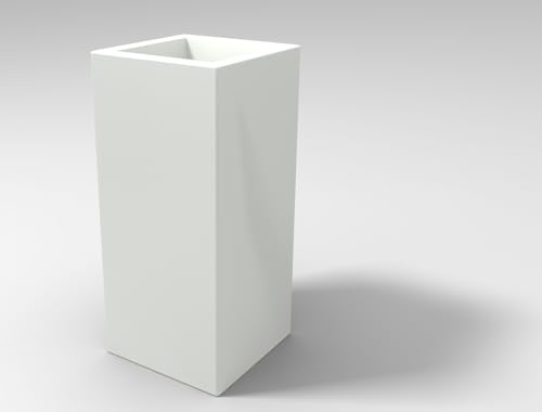 Kloris Blumenkasten, rechteckig, modern, aus Polyethylen, 30 x 30 cm, Höhe 50 cm, Tiefe 24 cm, weiß, hohe Qualität, hergestellt in Italien von Kloris