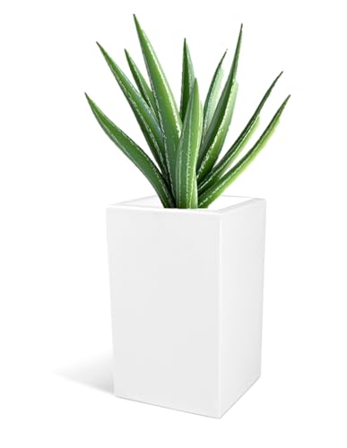 Kloris Blumenkasten, rechteckig, modern, aus Polyethylen, 30 x 30 cm, Höhe 50 cm, weiß, hohe Qualität, hergestellt in Italien von Kloris