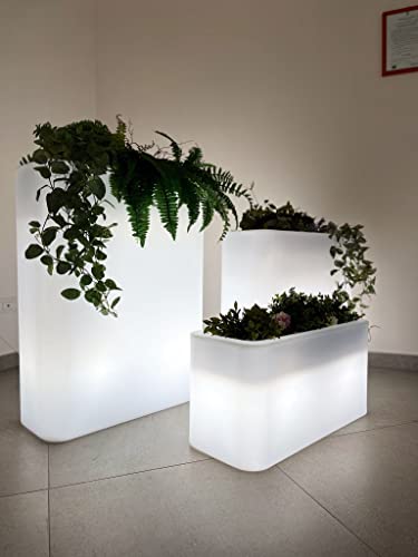 Kloris Blumenkasten rechteckig, Modell Blog cm, 30 x 70 cm, Höhe 90 cm, mit LED-Beleuchtung, kaltes Licht von Kloris