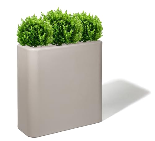 Kloris Blumenkasten, rechteckig, aus Polyethylen, Modell: Blog, Taubengrau, 30 x 70 cm, Höhe 90 cm, Tiefe 24 cm, hergestellt in Italien von Kloris