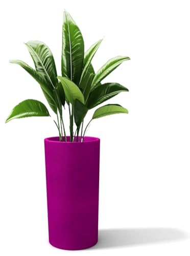 Kloris Hoher Blumenkasten zylindrisch Barock 70 Violett Fuchsie Polyethylen Durchmesser 35 cm Höhe 70 cm Tiefe Fach 26 cm Made in Italy von Kloris