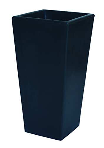Kloris Moderne Vase, quadratisch, für Innen- und Außenbereich, 30 x 30 cm, Modell: EGIZIO Höhe 40 cm, Schwarz Graphit, mit großem Fassungsvermögen von Kloris