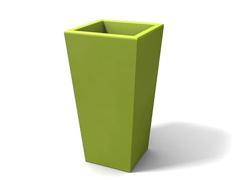 Kloris Moderne Vase, quadratisch, für Innen- und Außenbereiche, 34 x 34 cm, Modell EGIZIO Höhe 65 cm, Grün von Kloris