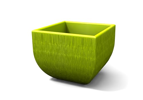 Kloris Moderne quadratische Vase Mittelmeer, rustikal, 35 x 35 cm, Höhe 31 cm, Farbe Grün, hergestellt in Italien von Kloris