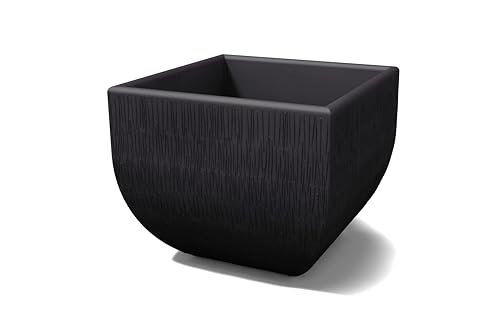 Kloris Moderne quadratische Vase Mittelmeer, rustikal, 35 x 35 cm, Höhe 31 cm, Farbe: Graphit, hergestellt in Italien von Kloris