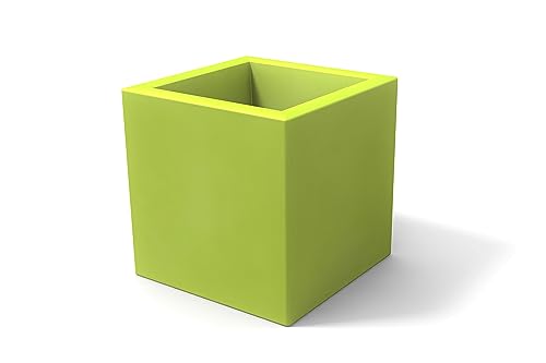 Kloris Moderner Würfelpflanzer, quadratisch, ELLENICO 45 Polyethylen, Farbe: Grün, Grün, 45 x 45 cm, Höhe und Tiefe 45 cm. Made in Italy von Kloris