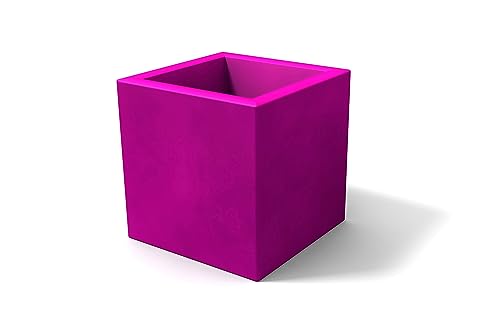 Kloris Moderner Würfelpflanzer, quadratisch, ELLENICO 45 Polyethylen, Farbe: Violett Fuchsia, Gesamtes Fassungsvermögen: 45 x 45 cm, Höhe und Tiefe: 45 cm. Made in Italy von Kloris
