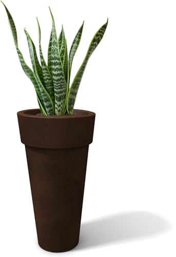 Kloris Moderner runder Übertopf mit Band für den Innen- und Außenbereich, Durchmesser 36 cm, Höhe 70 cm, Tiefe 27 cm von Kloris
