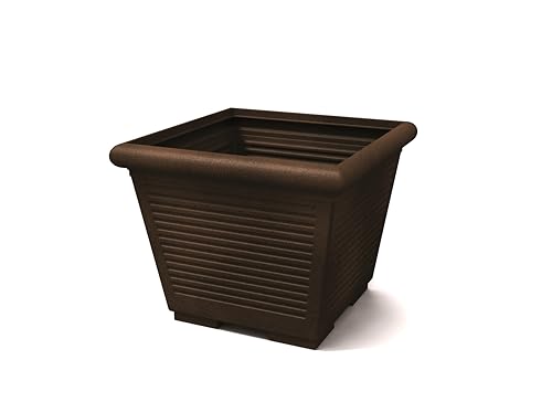 Kloris Pflanzkübel quadratisch Millerighe Harz für den Außenbereich 48 x 48 cm Höhe 40 cm Farbe Braun 48 Liter Hohe Qualität Made in Italy von Kloris