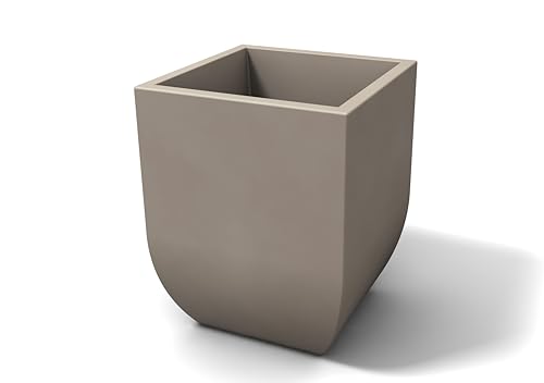 Kloris Pflanzkübel quadratisch für Innen- und Außenbereich Modell SALENTINO 30 Polyethylen glatt Taupe Außenmaße 29 x 29 cm Höhe 43,5 cm Hohe Qualität Made in Italy. von Kloris