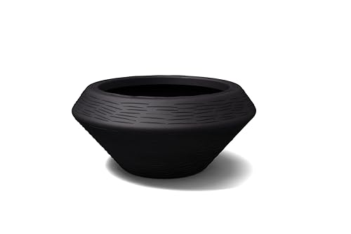 Kloris Pflanztopf Gartenschüssel Polyethylen Durchmesser 60 cm Höhe 27 cm Farbe Graphit Reliefstreifen Hohe Qualität Made in Italy von Kloris