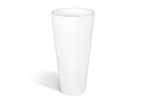 Kloris Runder Übertopf Modell Gotico 90 glatt Polyethylen Farbe Weiß Außendurchmesser 45 cm Höhe 90 cm Tiefe Pflanzkasten 30 cm von Kloris
