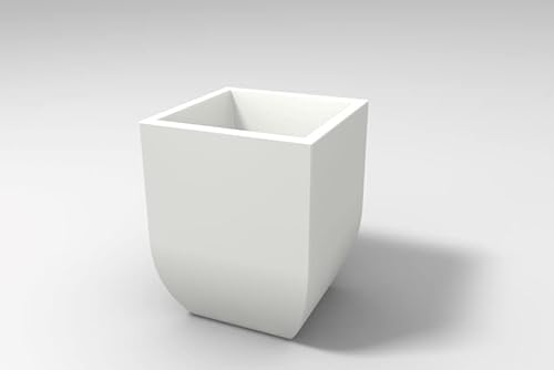 Kloris Pflanzkübel für Innen- und Außenbereich, Modell SALENTINO 30 Polyethylen, weiß, Gesamte Kapazität, Außenmaße 29 x 29 cm, Höhe und Tiefe 43,5 cm von Kloris