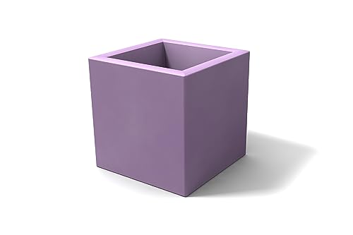 Kloris Vase Cubo Moderner quadratischer Pflanzkübel ELLENICO 45 Polyethylen Farbe Lila Glicine Gesamtes Fassungsvermögen 45 x 45 cm, Höhe und Tiefe 45 cm. Made in Italy von Kloris