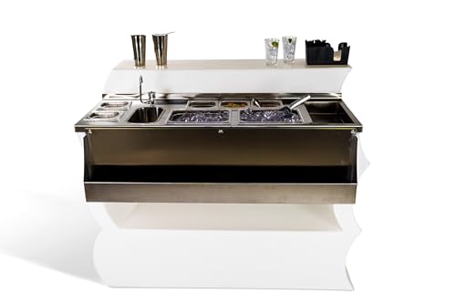 Kloris Zähler Bartheke Cocktailstation aus Edelstahl mit Spültischarmatur und Tabletts mit LED-Kaltlichtfür den Innen- und Außenbereich, Polyethylen, Neutralweiß, 145x88x110 cm Made in Italy Kloris Zähler Bartheke Cocktailstation aus Edelstahl mit Spültischarmatur und Tabletts mit LED-Kaltlichtfür den Innen- und Außenbereich, Polyethylen, Neutralweiß, 145x88x110 cm Made in Italy von Kloris