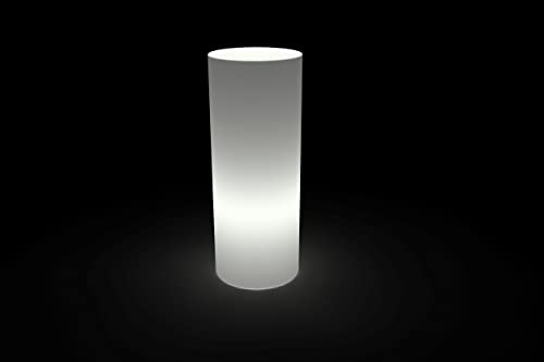 Kloris Zylindrische Säule Sweet Table Höhe 90 cm Durchmesser 35 cm Farbe neutralweiß mit Elektrokabel, Leuchtmittel inklusive, IP65 Made in Italy von Kloris