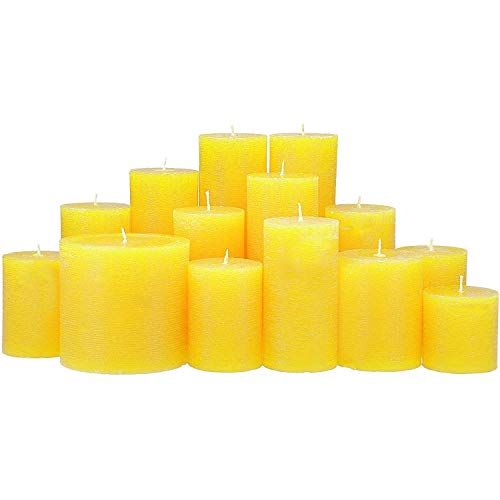Premium Kerzenset 4,5 kg durchgefärbte Stumpenkerzen von Kerzenwelt 1. Wahl ohne Duft (sonnengelb) von Flamonie