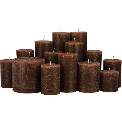 Premium Kerzenset 4,5 kg durchgefärbte Stumpenkerzen von Kerzenwelt 1. Wahl ohne Duft (braun) von Flamonie