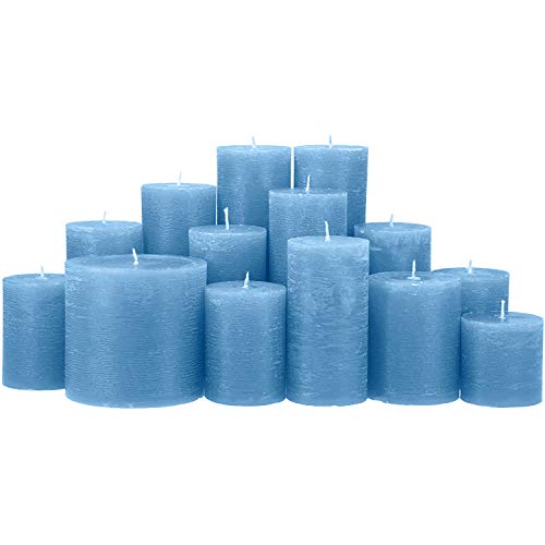 Premium Kerzenset 4,5 kg durchgefärbte Stumpenkerzen von Kerzenwelt 1. Wahl ohne Duft (hellblau) von Flamonie