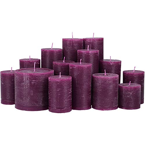 Premium Kerzenset 4,5 kg durchgefärbte Stumpenkerzen von Kerzenwelt 1. Wahl ohne Duft (veilchen/lila) von Flamonie