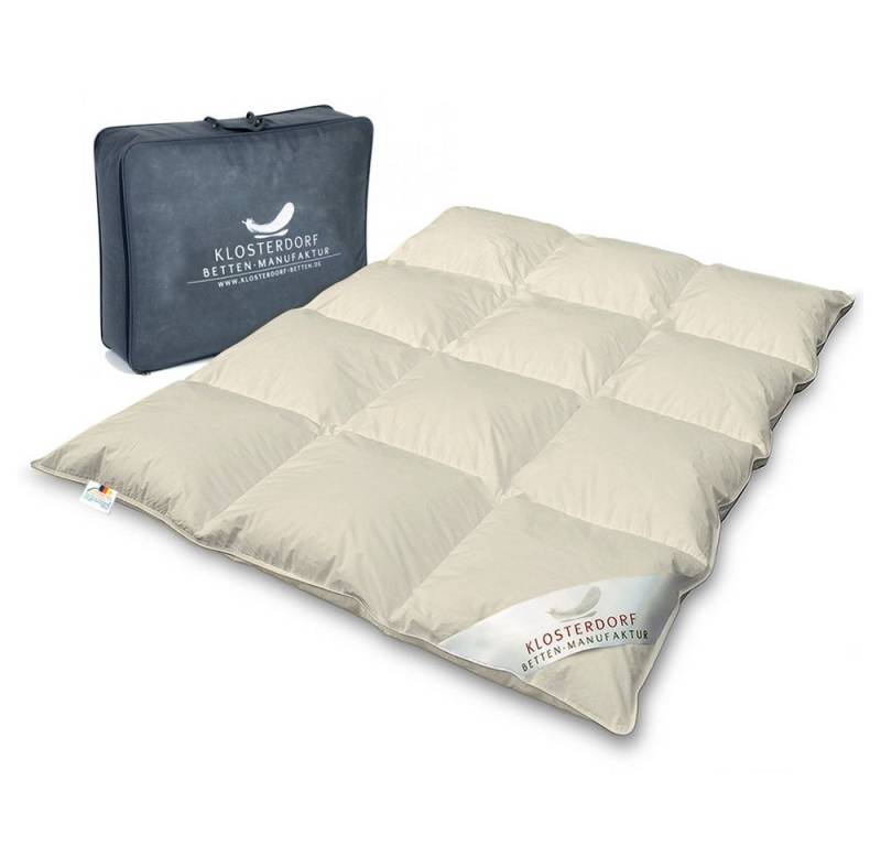 Klosterdorf Betten-Manufaktur Gänsedaunenbettdecke Premium Kinder BIO Ganzjahres Daunenbett Daunendecke - wonneproppen -, Füllung: 100% neue reine weiße deutsche Bio Gänsedaune aus Bio Produktion Klasse I, Für erholsamen und gesunden Schlaf, liebevolle Handarbeit aus unserem deutschen Familienbetrieb von Klosterdorf Betten-Manufaktur
