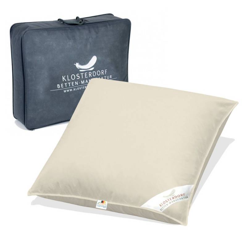 Klosterdorf Betten-Manufaktur 3-Kammer-Kopfkissen 40x80 o. 80x80 Premium Bio Dreikammer 3-Kammer Kopfkissen - nobel -, Füllung: Bio Daunenkissen Daunenkopfkissen, Seitenschläfer, Rückenschläfer, Für erholsamen und gesunden Schlaf, liebevolle Handarbeit aus unserem deutschen Familienbetrieb von Klosterdorf Betten-Manufaktur