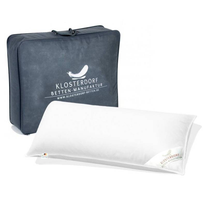 Klosterdorf Betten-Manufaktur Bauchschläferkissen Premium Bauchschläferkissen, Handarbeit, Made in Germany, Füllung: 100% neue reine silbergraue deutsche Gänsedaune Klasse I, Hergestellt nach DIN EN 12934 von Klosterdorf Betten-Manufaktur