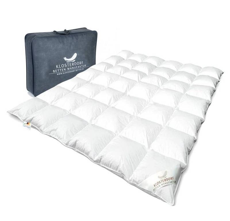Klosterdorf Betten-Manufaktur Daunenbettdecke Premium Winterdecke, Wildentendaune,  Handarbeit, Füllung: 100% neue reine deutsche Wildentendaune Klasse I, Temperatur- und Feuchtigkeitsausgleichend, Allergiker geeignet von Klosterdorf Betten-Manufaktur