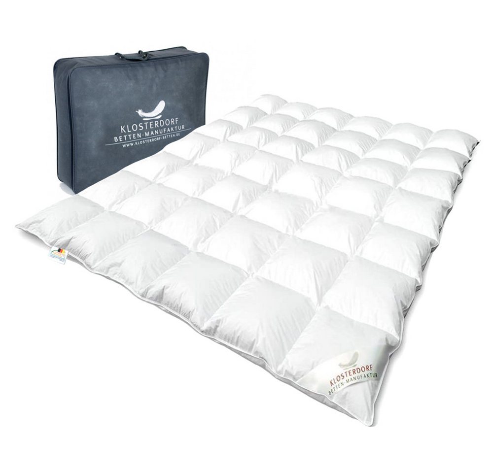 Klosterdorf Betten-Manufaktur Gänsedaunenbettdecke Premium Ganzjahres 4 Jahreszeiten Daunendecke Decke - nonplusultra -, Füllung: 100% neue reine weiße deutsche Gänsedaune Klasse I, Für erholsamen und gesunden Schlaf, liebevolle Handarbeit aus unserem deutschen Familienbetrieb von Klosterdorf Betten-Manufaktur