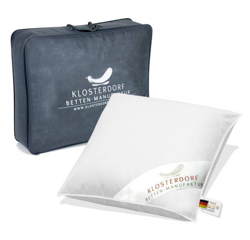 Klosterdorf Betten-Manufaktur Gänsedaunenkopfkissen Klosterdorf Bettenmanufaktur Premium Kopfkissen ''Brilliant'', Füllung: 10% neue reine weiße deutsche Gänsefeder Klasse I, 90% neue reine weiße deutsche Gänsedaune Klasse I, Nachhaltige Herstellung, Hergestellt nach DIN EN 12934. von Klosterdorf Betten-Manufaktur