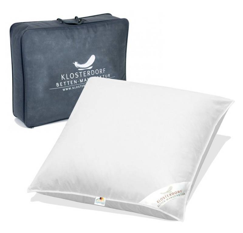 Klosterdorf Betten-Manufaktur Gänsedaunenkopfkissen Klosterdorf Bettenmanufaktur Premium Kopfkissen ''Brilliant'', Füllung: 10% neue reine weiße deutsche Gänsefeder Klasse I, 90% neue reine weiße deutsche Gänsedaune Klasse I, Nachhaltige Herstellung, Hergestellt nach DIN EN 12934. von Klosterdorf Betten-Manufaktur