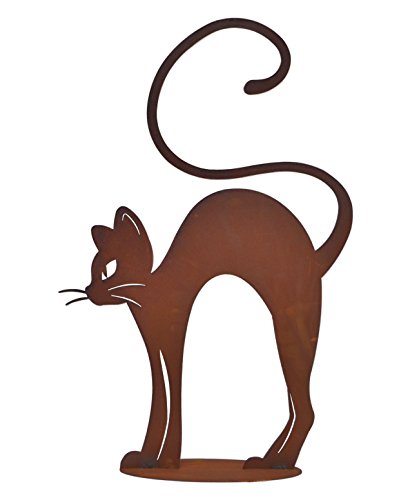 Katze Metall Edelrost Katzen Deko Garten Tier Figur Skulptur Statue Kater Platte von Klp