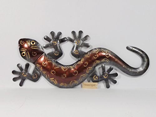 Klp Wanddeko Gecko Deko Tier Figur Lurch Eidechse Metall Echse Drachen Skulptur von Klp