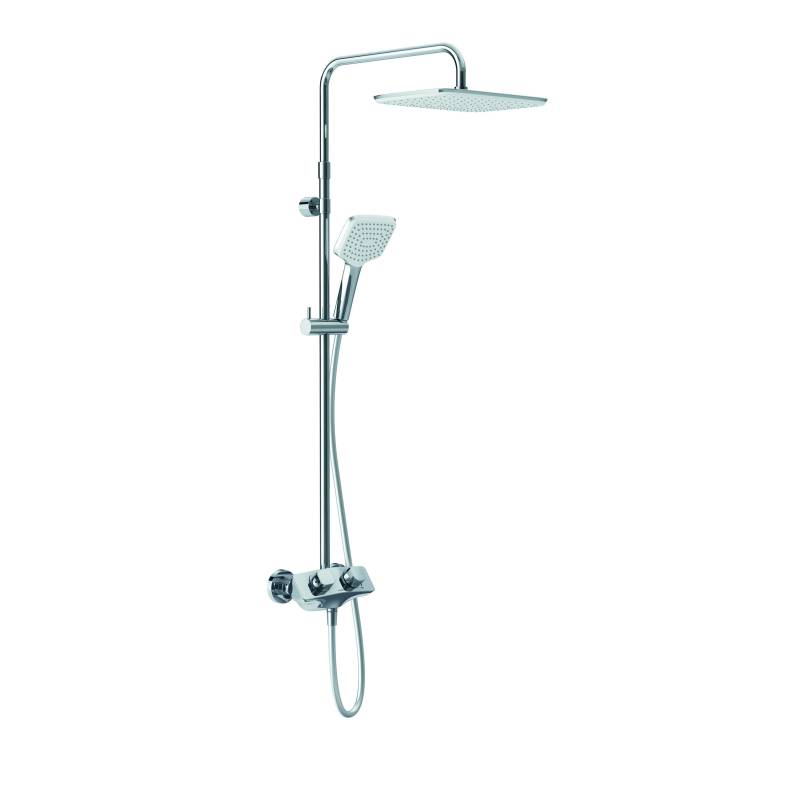 KLUDI COCKPIT Explorer Thermostat Dual Shower System, höhenverstellbare und schwenkbare Kopfbrause, chrom, 8005005-00 von Kludi