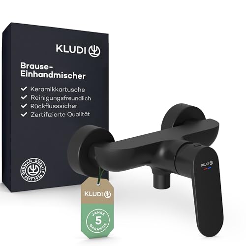 KLUDI-X1 Duscharmatur für 1 Verbraucher, Aufputz zur Wandmontage mit S-Anschlüssen, Brause-Einhandmischer mit hochwertiger Keramikkartusche, Mischbatterie Dusche in Schwarz Matt KLUDI-X1 Duscharmatur für 1 Verbraucher, Aufputz zur Wandmontage mit S-Anschlüssen, Brause-Einhandmischer mit hochwertiger Keramikkartusche, Mischbatterie Dusche in Schwarz Matt von Kludi