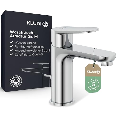 KLUDI-X1 Waschtischarmatur mit Zugstangen-Ablauf, Auslaufhöhe 95 mm, wassersparender Wasserhahn Bad Größe M, Keramikkartusche, Mischbatterie Waschbecken inkl. Anschlussschläuche in Chrom KLUDI-X1 Waschtischarmatur mit Zugstangen-Ablauf, Auslaufhöhe 95 mm, wassersparender Wasserhahn Bad Größe M, Keramikkartusche, Mischbatterie Waschbecken inkl. Anschlussschläuche in Chrom von KLUDI
