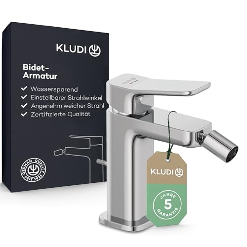 KLUDI-X3 Einhebel-Bidetarmatur mit Zugstangen-Ablaufgarnitur, Komforthöhe 100 mm, einstellbarer Winkel des Strahls, wassersparend (4,5 l bei 3 Bar), Chrom von KLUDI