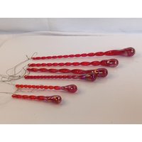 Rote Glas Zapfen Filigran Und Handgedreht Rote Weihnachten Baum Ornament Tannenbaum Deko von KlunkerimBunker