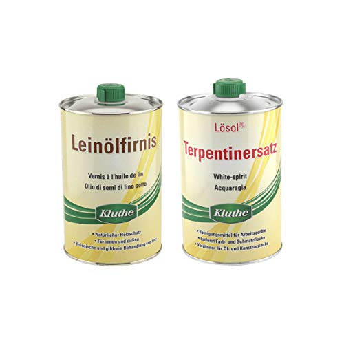 Set Kluthe 1 x Leinölfirnis 1 Liter + 1 x Lösol Terpentinersatz 1 Liter Set Kluthe 1 x Leinölfirnis 1 Liter + 1 x Lösol Terpentinersatz 1 Liter von Kluthe