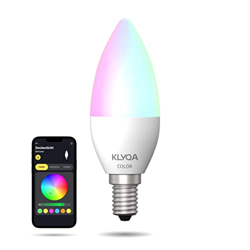 Klyqa E14 Color WLAN Lampe I Smarte & kerzenförmige Glühbirne mit Farben und Kalt- & Warmweiß I Kompatibel mit Smart Home Lösungen & Sprachassistenten I Dimmbar via App I Schmaler Fuß Klyqa E14 Color WLAN Lampe I Smarte & kerzenförmige Glühbirne mit Farben und Kalt- & Warmweiß I Kompatibel mit Smart Home Lösungen & Sprachassistenten I Dimmbar via App I Schmaler Fuß von Klyqa