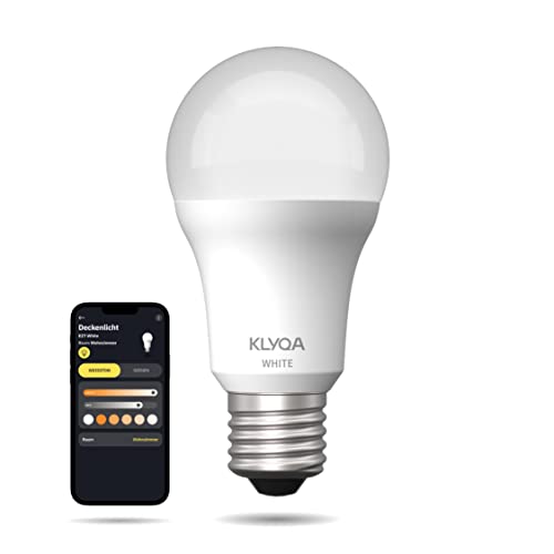 Klyqa E27 White WLAN Lampe I Smarte LED Glühbirne Kalt- & Warmweiß I Verschiedene Weißtöne I Kompatibel mit Smart Home Lösungen & Sprachassistenten I Dimmbar via App I Helle Lampe mit 1055 lm von Klyqa