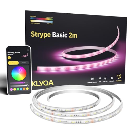 Klyqa LED Streifen 2m I Alexa & Google-kompatibel I Indirekte Beleuchtung mit App-Steuerung I LED Fernseher Hintergrundbeleuchtung I Light Strip kürzbar Wohnzimmer I LED Strip RGBWW Klyqa LED Streifen 2m I Alexa & Google-kompatibel I Indirekte Beleuchtung mit App-Steuerung I LED Fernseher Hintergrundbeleuchtung I Light Strip kürzbar Wohnzimmer I LED Strip RGBWW von Klyqa