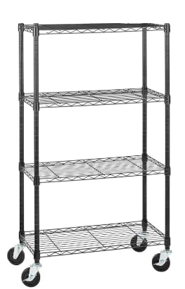 4-Draht-Regal Schwarz, 150-200 kg Tragfähigkeit, 90.5cmW x 35.5cmD x 156.5cmH, stehendes Metallregal für Küche, Badezimmer & Waschküche 4-Draht-Regal Schwarz, 150-200 kg Tragfähigkeit, 90.5cmW x 35.5cmD x 156.5cmH, stehendes Metallregal für Küche, Badezimmer & Waschküche von Klyvvo