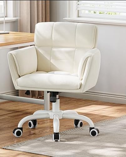 Klyvvo Weißer Homeoffice Stuhl, Ergonomischer Schreibtischstuhl, Drehbar & Höhenverstellbar, bis 150 kg Belastbar, für Arbeitszimmer und Schlafzimmer von Klyvvo