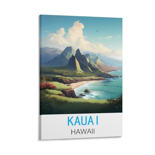 Kauai Hawaii Vintage-Reiseposter, 40 x 60 cm, Wanddekoration, Gemälde, Leinwand, Wandkunst, Wohnzimmer, Poster, Schlafzimmer von KmoNo