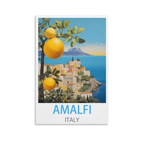 KmoNo Amalfi Italien-Vintage-Reiseposter, 60 x 90 cm, Wanddekoration, Gemälde, Leinwand, Wandkunst, Wohnzimmer, Poster, Schlafzimmer von KmoNo