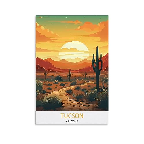 KmoNo Arizona Tucson Vintage-Reiseposter, 40 x 60 cm, Poster, Dekoration, Gemälde, Leinwand, Wandkunst, Wohnzimmer, Schlafzimmer von KmoNo