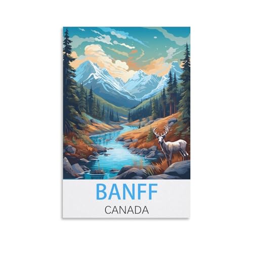 KmoNo Banff Canada Vintage-Reiseposter, 60 x 90 cm, Poster, Dekoration, Gemälde, Leinwand, Wandkunst, Wohnzimmer, Schlafzimmer von KmoNo